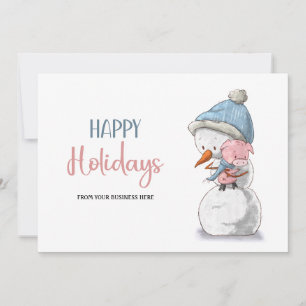 Cartes Pour Fêtes Annuelles Joyeux Joyeux Jours de vacances Snowman Cochon Log