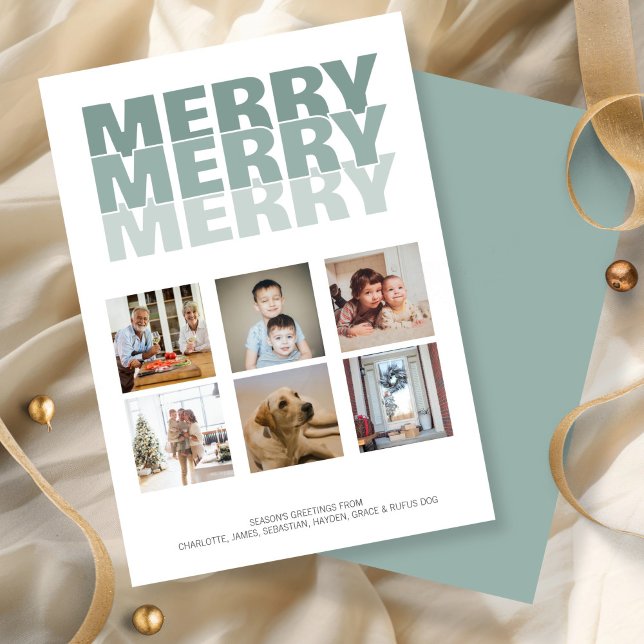 Cartes Pour Fêtes Annuelles Joyeux Joyeux Joyeux Noël Personnalisé (Merry Merry Merry Photo Christmas Personalized Holiday Cards by Ricaso. Other colors available)