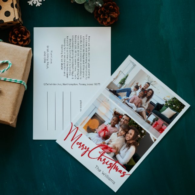 Cartes Pour Fêtes Annuelles Joyeux Joyeux Joyeux Noël Vertical Deux Photo (Créateur téléchargé)