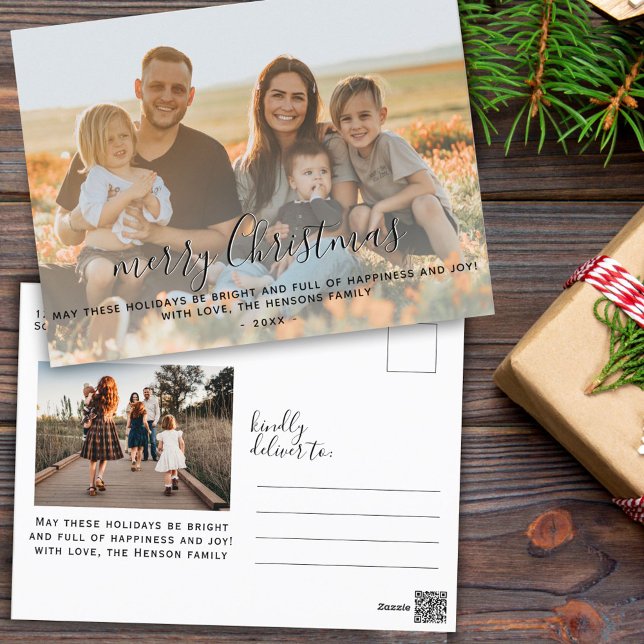 Cartes Pour Fêtes Annuelles Joyeux Joyeux Noël Famille Photo complète (Créateur téléchargé)