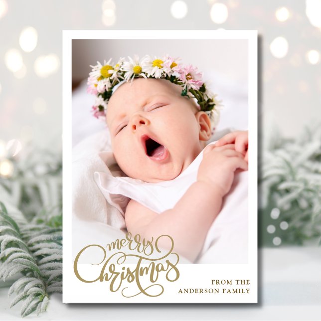 Cartes Pour Fêtes Annuelles Joyeux Joyeux Noël Gold Photo (Créateur téléchargé)