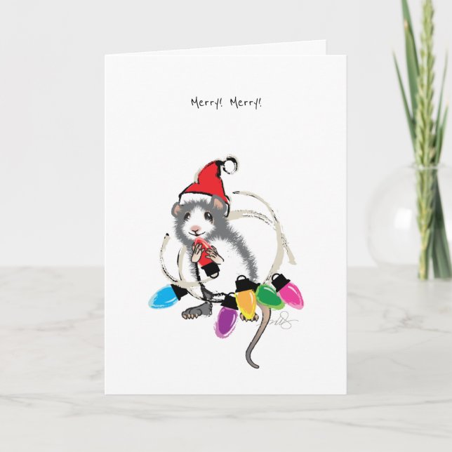 Cartes Pour Fêtes Annuelles Joyeux ! Joyeux ! Souris de Noël (Devant)