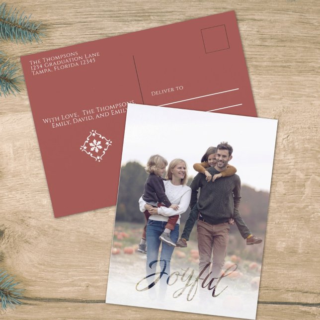 Cartes Pour Fêtes Annuelles Joyeux Joyful Elegant Red Snowflake Budget (Créateur téléchargé)