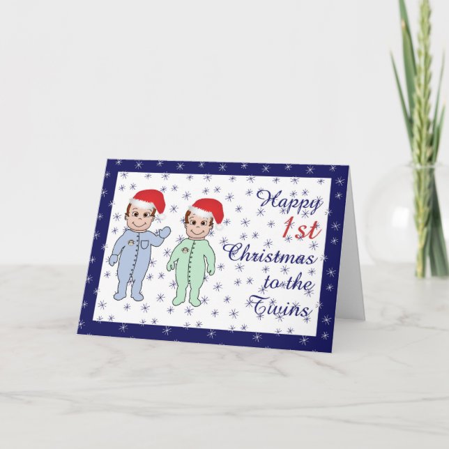 Cartes Pour Fêtes Annuelles Joyeux jumeaux de Noël (Devant)