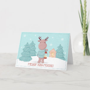 Cartes Pour Fêtes Annuelles Joyeux Kiss Moose Drôle Noël