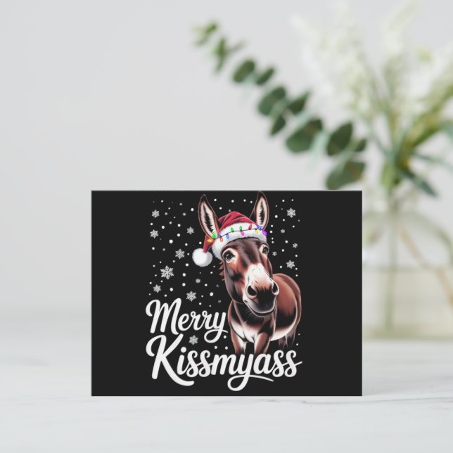Cartes Pour Fêtes Annuelles Joyeux Kissmyass âne Sarcastique Noël Funny Pyjama (Debout devant)