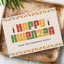Joyeux Kwanzaa bougie noire bordure rouge vert jau