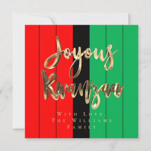 Cartes Pour Fêtes Annuelles Joyeux Kwanzaa Élégant Script Rouge Vert Noir