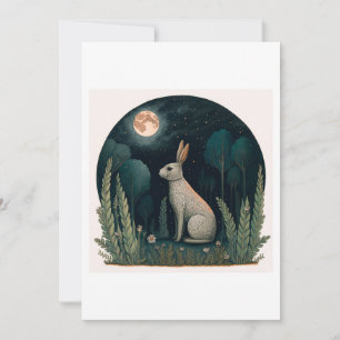 Cartes Pour Fêtes Annuelles Joyeux lapin au clair de lune