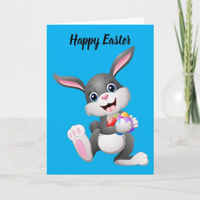 Cartes Pour Fêtes Annuelles Joyeux lapin de Pâques Animé (Devant)
