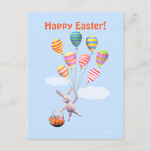 Cartes Pour Fêtes Annuelles Joyeux lapin et ballons de Pâques