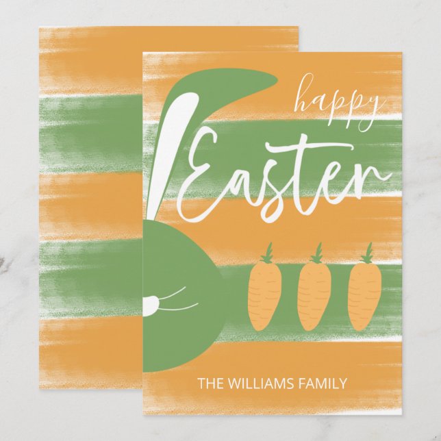 Cartes Pour Fêtes Annuelles Joyeux Lapin Et Carottes De Pâques (Devant / Derrière)