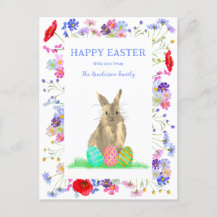 Cartes Pour Fêtes Annuelles Joyeux lapin mignon de Pâques et oeufs Boho Floral