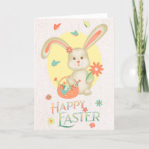 Joyeux lapin mignon de Pâques personnalisé floral 