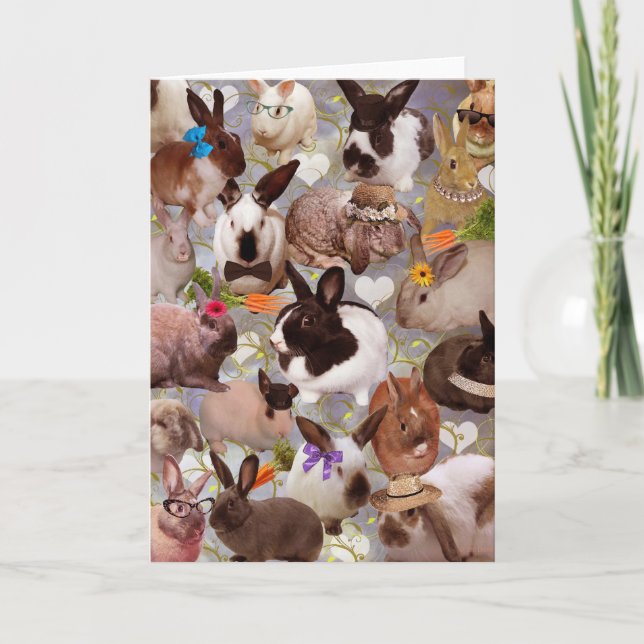 Cartes Pour Fêtes Annuelles Joyeux lapins (Devant)