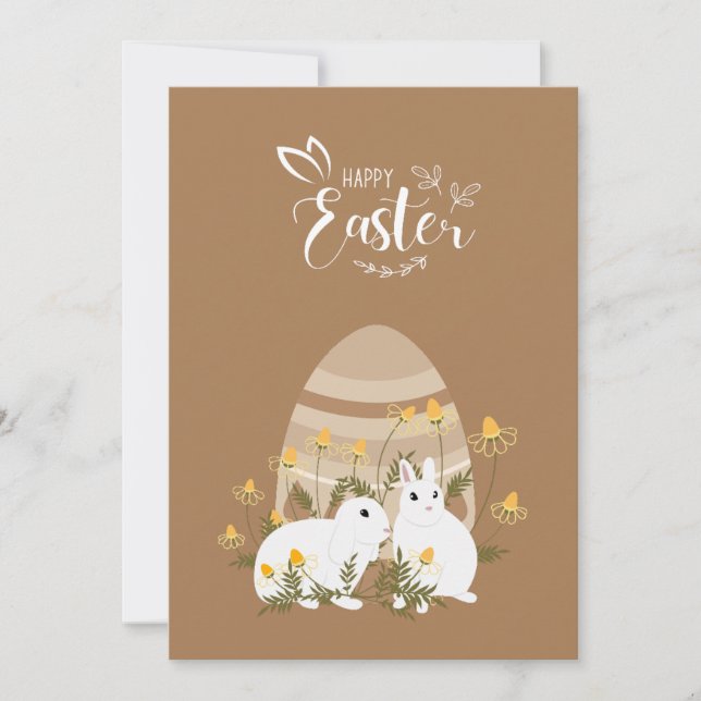 Cartes Pour Fêtes Annuelles Joyeux lapins de Pâques avec oeufs caricature (Devant)