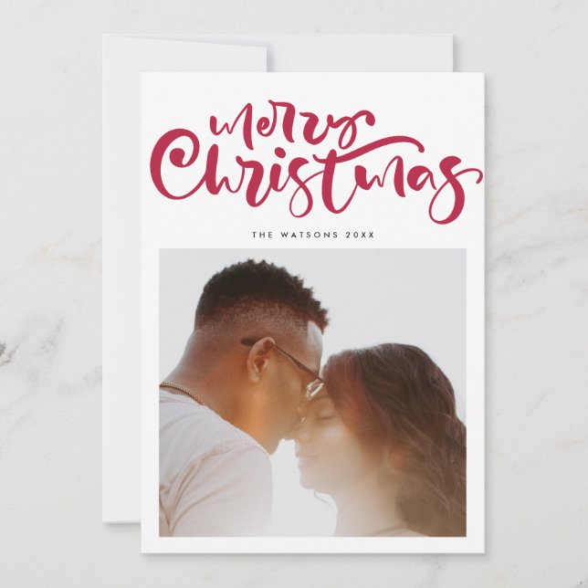 Cartes Pour Fêtes Annuelles Joyeux lettrage de Noël en rouge photo (Devant)