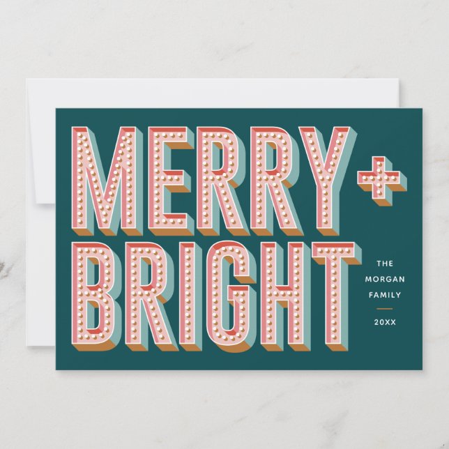 Cartes Pour Fêtes Annuelles Joyeux + Lumineux Marquis - Turquoise (Devant)
