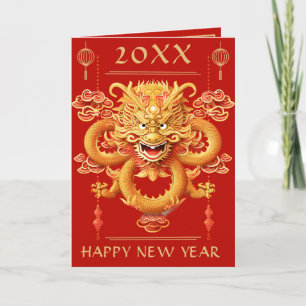Cartes Pour Fêtes Annuelles Joyeux Lunar chinois Dragon de Nouvel An