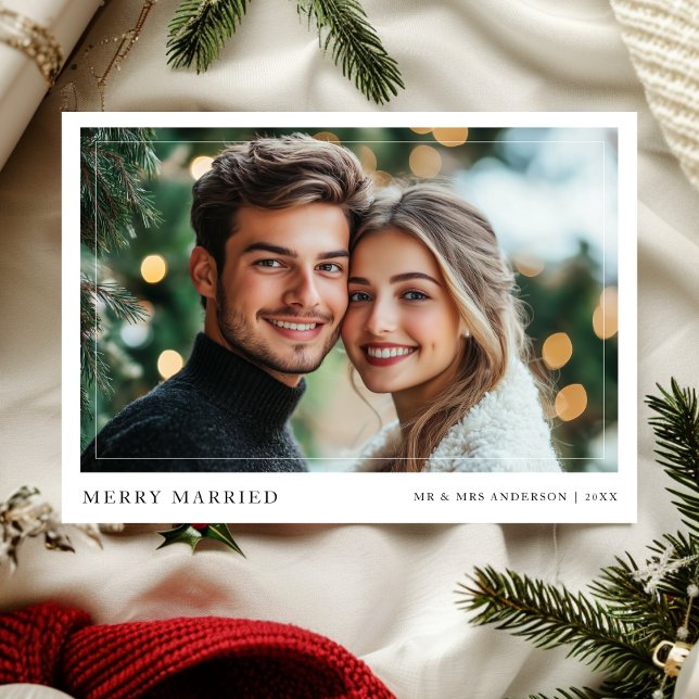 Cartes Pour Fêtes Annuelles Joyeux marié(e) photo de Noël (Créateur téléchargé)