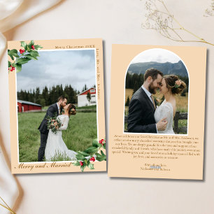 Cartes Pour Fêtes Annuelles Joyeux & Marié Gui de Noël Holly 2 Photo Noël