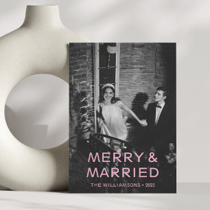 Cartes Pour Fêtes Annuelles Joyeux Marié Rose Texte superposé Photo Noël