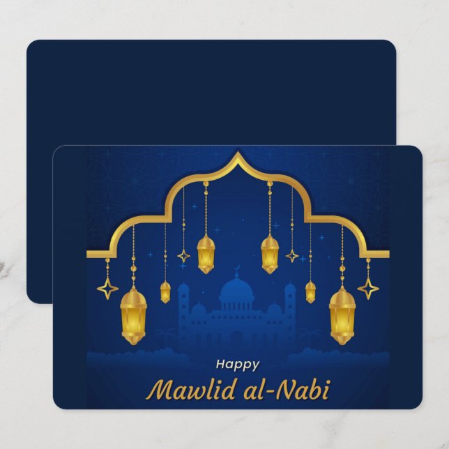 Cartes Pour Fêtes Annuelles Joyeux Mawlid al-Nabi (Devant / Derrière)
