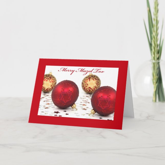 Cartes Pour Fêtes Annuelles Joyeux Mazel Tov Chrismukkah Ornements (Devant)