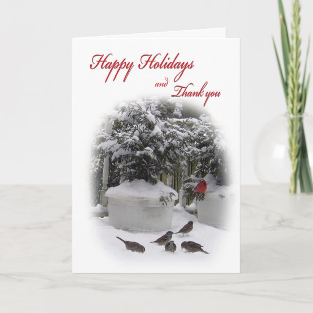 Cartes Pour Fêtes Annuelles Joyeux Merci des Fêtes avec Cardinal (Devant)