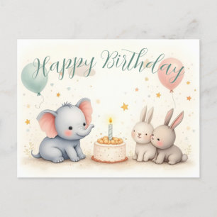 Cartes Pour Fêtes Annuelles Joyeux message d'anniversaire avec des amis animau