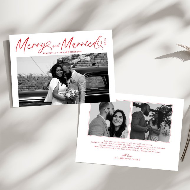 Cartes Pour Fêtes Annuelles Joyeux moderne et marié Script de Noël (Créateur téléchargé)