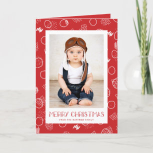 Cartes Pour Fêtes Annuelles Joyeux moderne   Rouge   Photo verticale