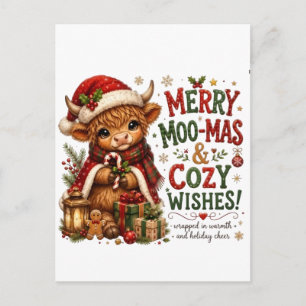Cartes Pour Fêtes Annuelles Joyeux Moo-Mas et Vœux Douillets – Vache Highland