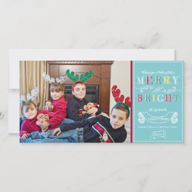 Cartes Pour Fêtes Annuelles Joyeux n Jours fériés brillants Photo moderne Noël (Devant)