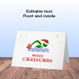 Cartes Pour Fêtes Annuelles Joyeux nage de noël apportant cadeau