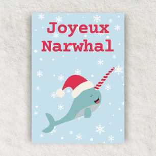 Cartes Pour Fêtes Annuelles Joyeux Narwhal pun Joyeux Noël