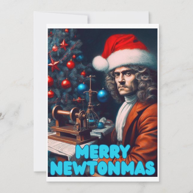 Cartes Pour Fêtes Annuelles Joyeux Newtonmas Sir Isaac Newton (Devant)