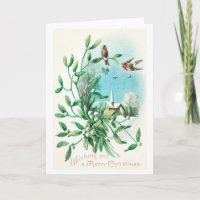 Joyeux Noël (1910) Deux Oiseaux Et Mistletoe