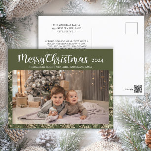 Cartes Pour Fêtes Annuelles Joyeux Noël 2024 Photo Typographie Vert Or