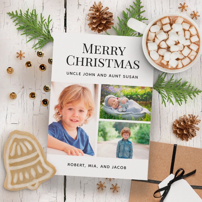 Cartes Pour Fêtes Annuelles Joyeux Noël 3 Photo Collage Oncle Tante (Créateur téléchargé)
