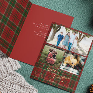 Cartes Pour Fêtes Annuelles Joyeux Noël 3 photo collage plaid plié
