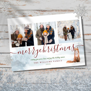 Cartes Pour Fêtes Annuelles Joyeux Noël 3 Photo Collage Renard d'hiver