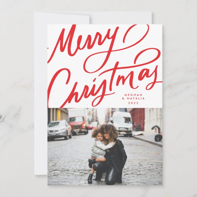 Cartes Pour Fêtes Annuelles Joyeux Noël à la main gras (Devant)