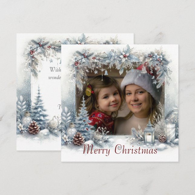 Cartes Pour Fêtes Annuelles Joyeux Noël à l'aquarelle  (Devant / Derrière)