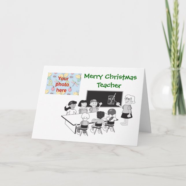 Cartes Pour Fêtes Annuelles Joyeux Noël à l'école d'enseignement ajouter la ph (Devant)