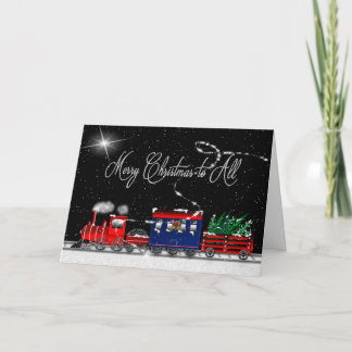 Cartes Pour Fêtes Annuelles Joyeux Noël à tous - Nuit neigeuse - Train