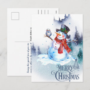 Cartes Pour Fêtes Annuelles Joyeux Noël Abstrait Snowman scène d'hiver