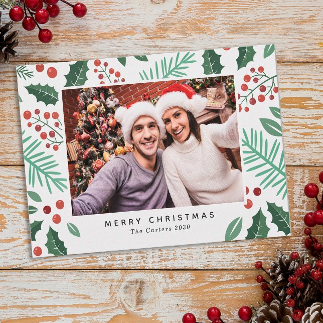 Cartes Pour Fêtes Annuelles Joyeux Noël Accueil photo personnalisé (Créateur téléchargé)