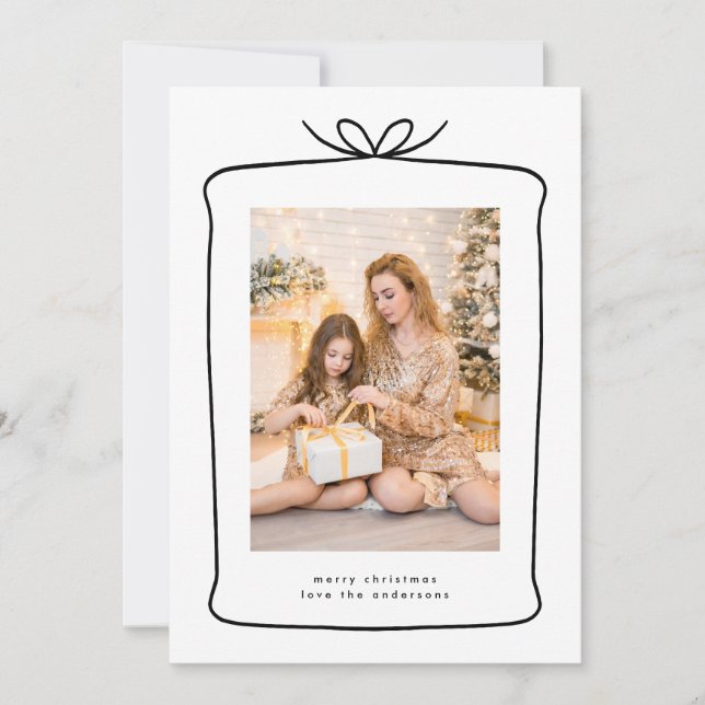 Cartes Pour Fêtes Annuelles Joyeux Noël actuel Ruban photo (Devant)