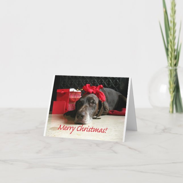 Cartes Pour Fêtes Annuelles Joyeux Noël Allemand pointeur court (Devant)